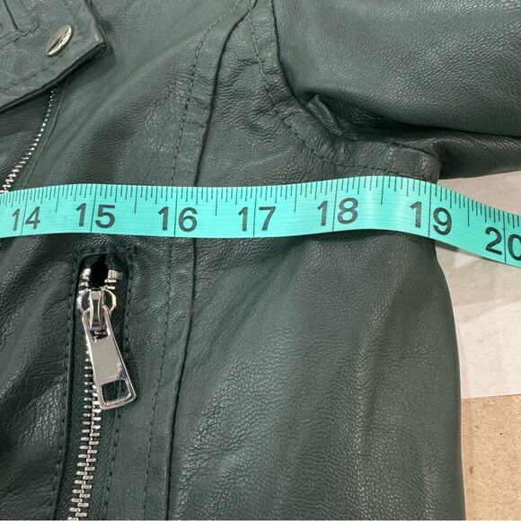 CiSono by Cavalini Green Vegan Leather Moto Jacket Medium Hunter Green Jacket - Picture 11 of 16